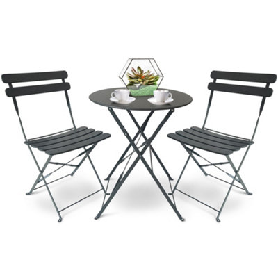 SUNMER Garden Bistro Table & Chairs Set - Grey