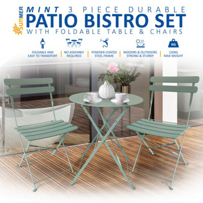 SUNMER Garden Bistro Table & Chairs Set - Mint