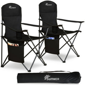 SUNMER Set of 2 Folding Camping Chairs - Black