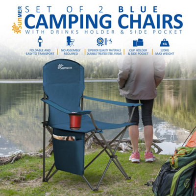 SUNMER Set of 2 Folding Camping Chairs - Blue