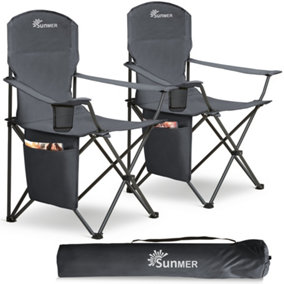 SUNMER Set of 2 Folding Camping Chairs - Dark Grey