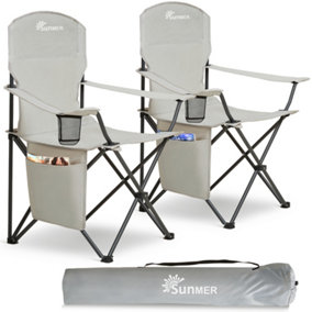 SUNMER Set of 2 Folding Camping Chairs - Grey