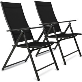 SUNMER Set of 2 Folding Garden Chairs with 7 Seating Positions - Black
