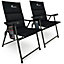 SUNMER Set of 2 Padded Folding Garden Chairs with Side Pocket - Black