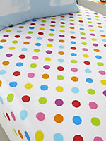 Sunny Rainbow Dots Single Fitted Sheet and Pillowcase Set