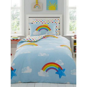 Sunny Rainbow Single Duvet Cover and Pillowcase Set