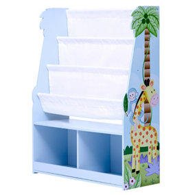 Sunny Safari Book Rack Storage Kids Display Bookshelf - L86 x W24 x H81 cm - Blue/White