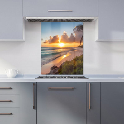 Sunrise On The Beach Premium Glass Kitchen Splashback W600mm x H750mm ...