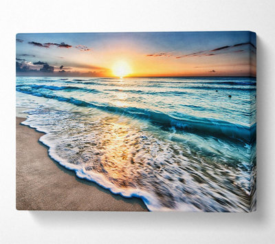 Sunset Ocean Movement Canvas Print Wall Art - Medium 20 x 32 Inches