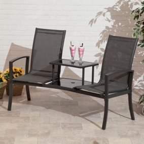 Suntime Havana Garden Duo Seat with Table in Charcoal
