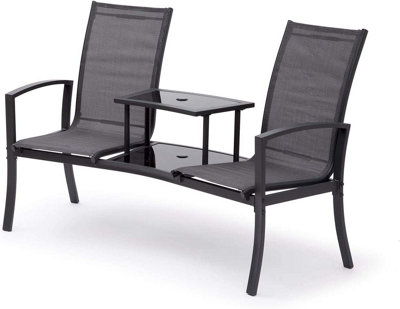 Suntime Havana Garden Duo Seat with Table in Charcoal