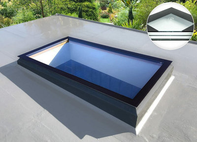 Sunview F21 Frameless Flat Roof Skylight Triple Glazed Clear Self-Clean Glass 800mm x 1500mm