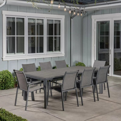 SunVilla Dark Forest 9 Piece Extending Sling Dining Patio Set 8