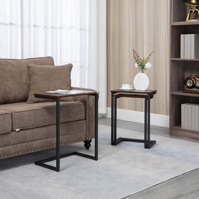 Supa Metal Rustic Brown Set of 3 C-Shaped Nesting Side Tables with ...