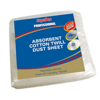 SupaDec Absorbent Cotton Twill Dust Sheet White (One Size)