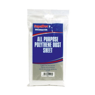 SupaDec All Purpose Polythene Plastic Dust Sheets White (3.6 x 1.8m)