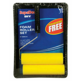 SupaDec Foam Paint Roller Set Yellow/Black (255mm)