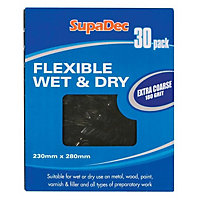 SupaDec Grade 400 Fine Sandpaper (Pack of 30) Black (280mm x 230mm)