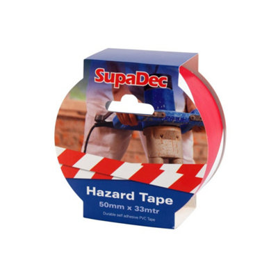SupaDec Hazard Warning Tape Red/White (50mm)