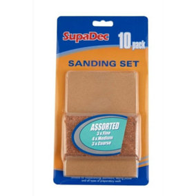 SupaDec Sanding Block And Sheets Set (Pack of 11) Brown (One Size)