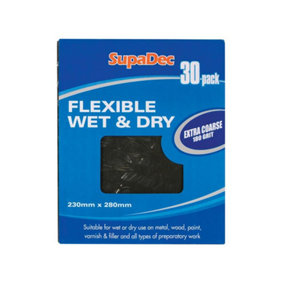 SupaDec Wet & Dry Sandpaper (Pack of 30) Black (230mm x 280mm)