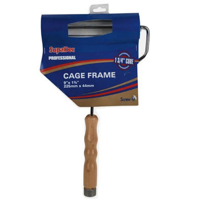 SupaDec Wooden Handle Cage Roller Frame 9 Inch - 5 Wire 8mm Bar Screw ...