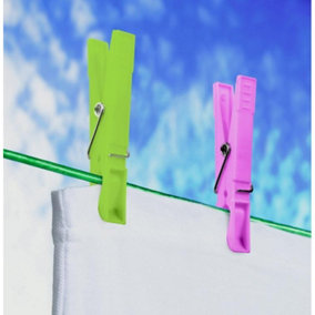 SupaHome Plastic Clothes Peg (Pack of 24) Green/Pink (One Size)
