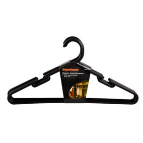 SupaHome Plastic Coat Hangers (Pack Of 8) Black (40 x 20 x 4cm)