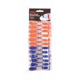 SupaHome Soft Touch Clothes Peg (Pack of 24) Orange/Blue (9.5 x 27.5 x 5cm)
