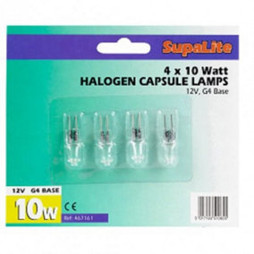 SupaLite Halogen Capsule Lamps (Pack of 4) Clear (10W)