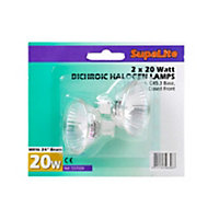 SupaLite MR16 Halogen Reflector Bulbs (Pack Of 2) White (20w)