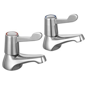 SupaPlumb Lever Bathroom Taps Set (Pack of 2) Silver (One Size)