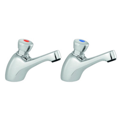 SupaPlumb TSC110 Bathroom Taps (Pack of 2) Silver/Red/Blue (One Size)