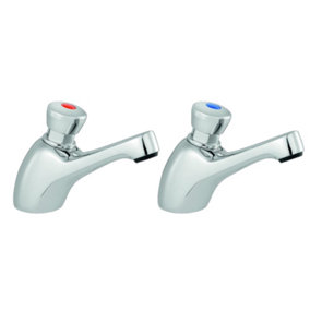 SupaPlumb TSC110 Bathroom Taps (Pack of 2) Silver/Red/Blue (One Size)