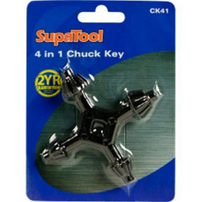 SupaTool 4 in 1 Chuck Key Black (One Size)