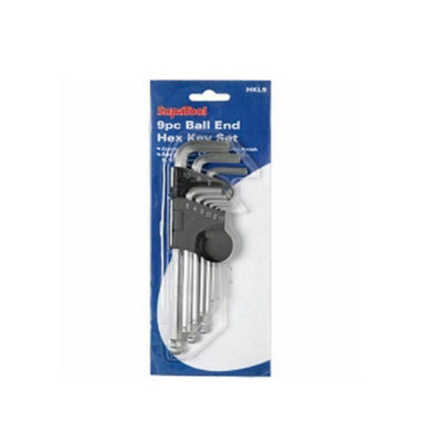 SupaTool 9 piece Metric Ball End Hex Key Set Silver (One Size)