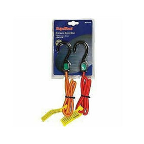 SupaTool Bungee Cord Set With Plastic Hooks (Pack Of 2) Red/Orange (90 x 0.8cm)