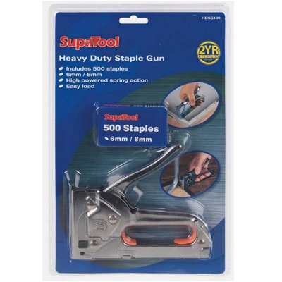 SupaTool Heavy Duty Staple Gun - High Powered Spring Action with 500 ...