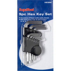 SupaTool Hex Key Set (9 Piece) Black/Silver (One Size)