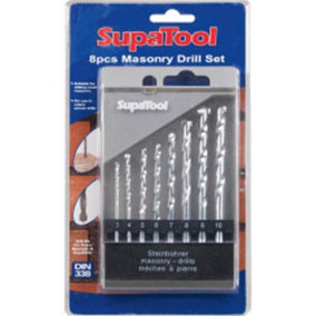 SupaTool Masonry Drill Bit Set (Pack of 8) Silver (One Size)