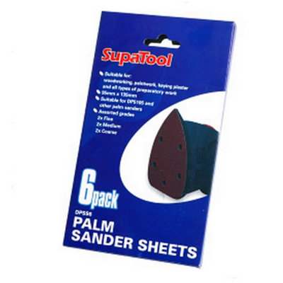 SupaTool Palm Sander Sheets (Pack of 6) Brown (Pack of 6) DIY at B&Q