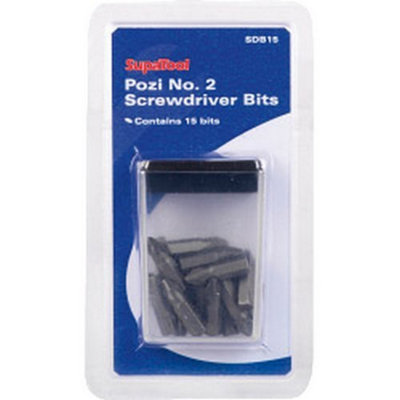 SupaTool Pozi Screwdriver Bit (Pack of 15) Black (One Size)