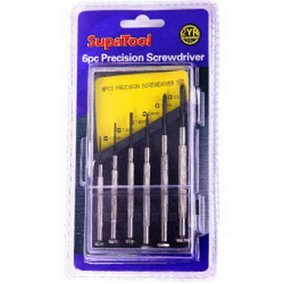 SupaTool Precision Screwdriver Set (Pack of 6) Black/Silver (One Size)