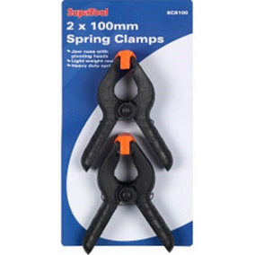 SupaTool Spring Clamps (Pack of 2) Black (2 x 100mm)
