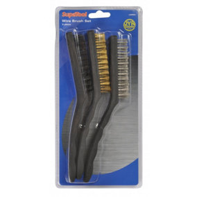 SupaTool Wire Brush Set (Pack of 3) Grey (13.2 x 27.3 x 3.2cm)