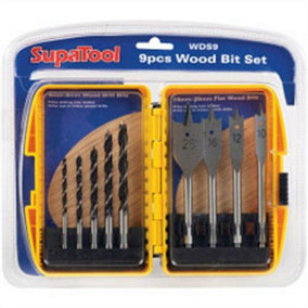 SupaTool Wood Bit Set (Pack of 9) Multicoloured (One Size)