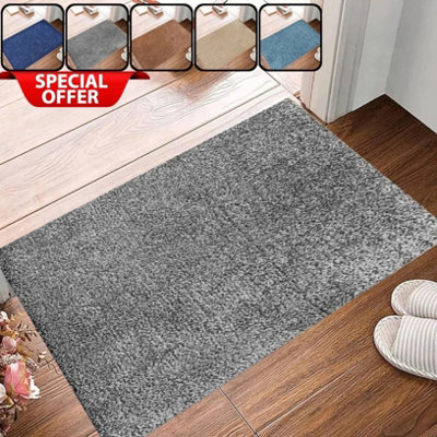 Super Absorbent Door Mat Dark Grey 18 x 28 Inch Non Slip Washable Dirt ...
