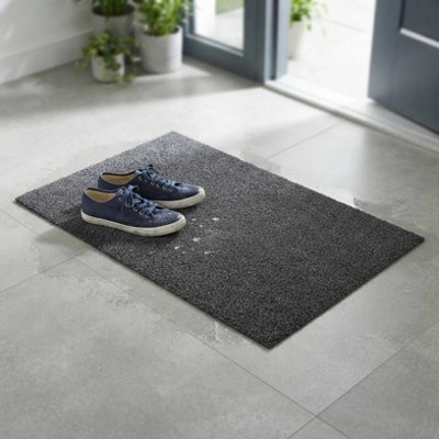Super Absorbent Door Mat Dark Grey 18 x 28 Inch Non Slip Washable Dirt ...