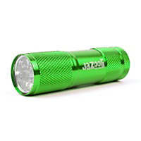 Super Bright 9 LED Mini Small Aluminium Metal Torch Flashlight Pocket Light - Green