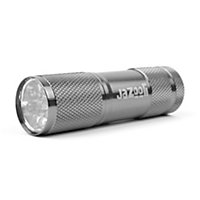 Super Bright 9 LED Mini Small Aluminium Metal Torch Flashlight Pocket Light - Grey